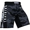 Hardre Training Night Camo 2.0 Fight Shorts Men's Boxing MMA mbat BJJ Grappling Fitness Muay Thai Kickboxing No Gi (3X-Large), Black Grey