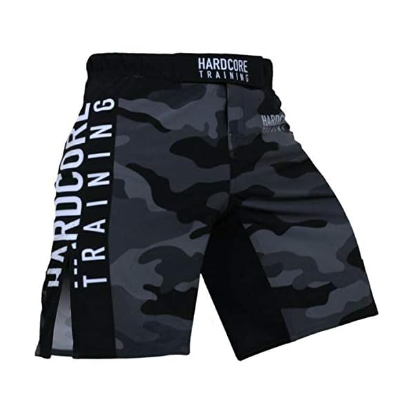 Hardre Training Night Camo 2.0 Fight Shorts Men's Boxing MMA mbat BJJ Grappling Fitness Muay Thai Kickboxing No Gi (3X-Large), Black Grey