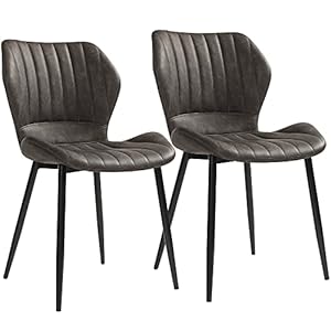 SONGMICS Eetkamerstoelen, set van 2, keukenstoelen, gestoffeerde stoelen, waterafstotend, onderhoudsvriendelijk…