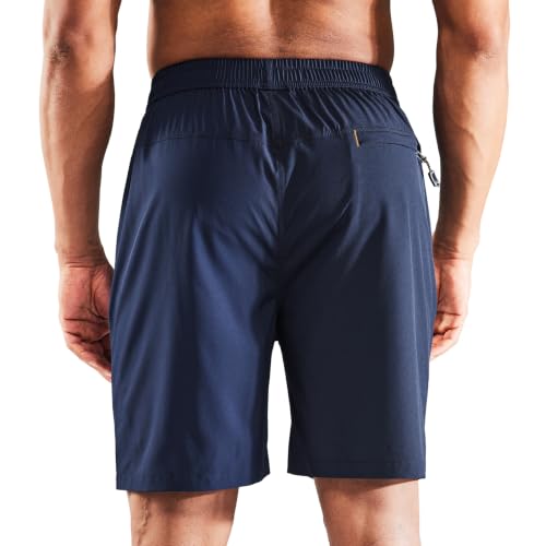 Image of MIER Men's Quick Dry Running Shorts with Zipper Pocket Elastic Waist Athletic Workout Exercise Shorts