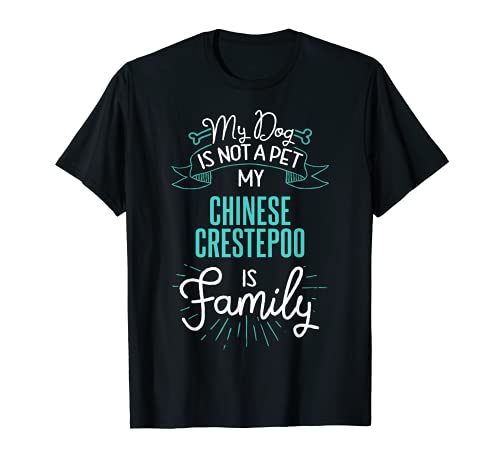 Cute Chinese Crestepoo Design Family Dog Giftn T-Shirt, Black