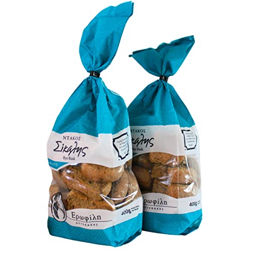 Erofili Griechischer Roggenzwieback – 2er Pack x 400g (800g) – Traditioneller Kretischer Paximadi aus Heraklion – Authentisches Familienrezept