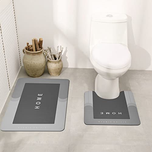 HONTIN Super saugfähiges Badezimmermatten-Set, 2-teiliges, schnell trocknendes Badematten- und U-förmiges… – Bild 7
