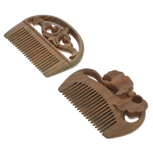 SAFIGLE 2 Piezas Peine De Sándalo Verde Peine De Masaje Herramienta De Masaje De Mano Masaje Para El Cabello Masajeadores De Cabello Herramientas De Auto Masaje Peines De Masaje