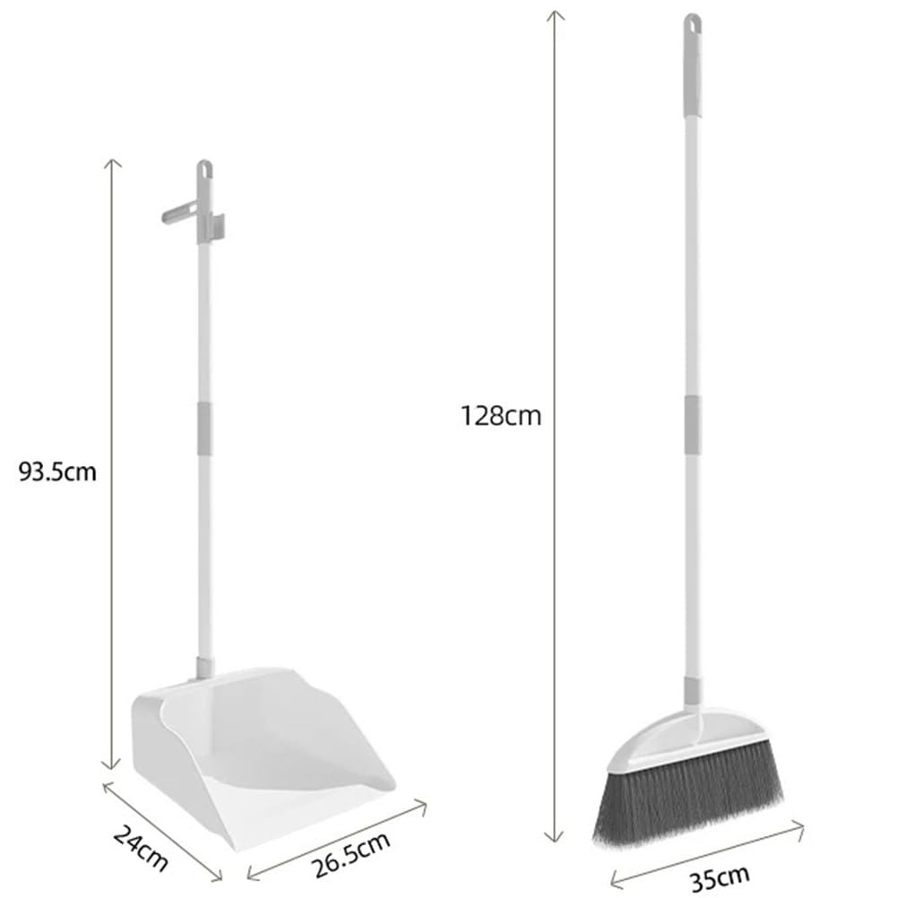 Set Scopa e Paletta, Scopa con Manico Lungo da 50,4" e Paletta per la Polvere Resistente con Denti autopulenti, Ideale per la Pulizia del Pavimento dell'ufficio o della casa
