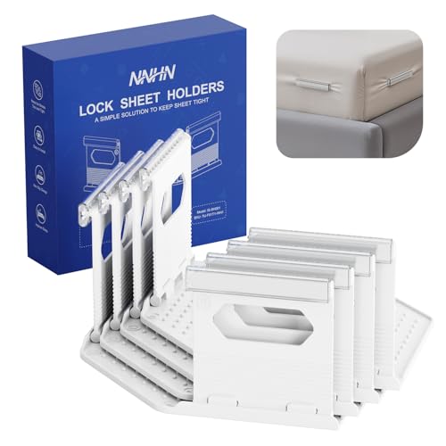 NNHN Lock Sheet Holders Keep Sheets Firm & Tight, Heavy Duty Bed Sheet Holder Straps for Corners, No More Loose Sheets or Wrinkles, Strong Grip Universal Sheet Clips, White