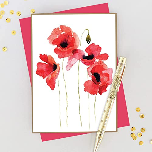 Graphique Watercolor Floral Assorted Boxed Notecards, 20 Cards On Coated Durable Cardstock, With 4 Designs, Matching Envelopes And Storage Box, 4.25" X 6" (Pack Of 3, Watercolor Floral) #TOP2