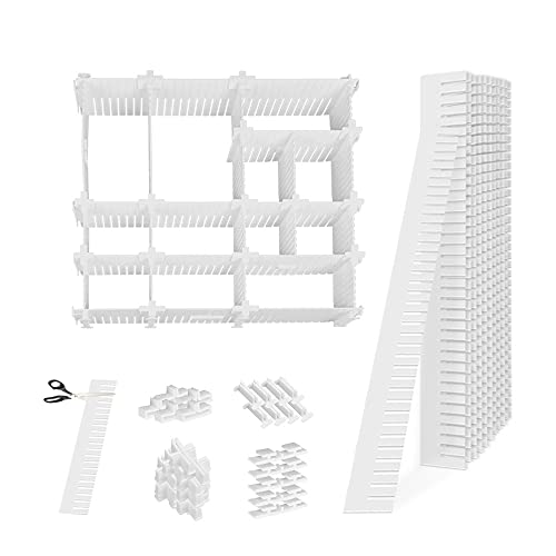 12pcs Adjustable Drawer Divider,White Plastic Thicken Grid Drawer Organizer with Fixed Buckle,Drawer Dividers for Clutter Kitchen Utensils Tools Cutlery Dresser Makeup,Tidy Kitchen,Bedroom,Dresser