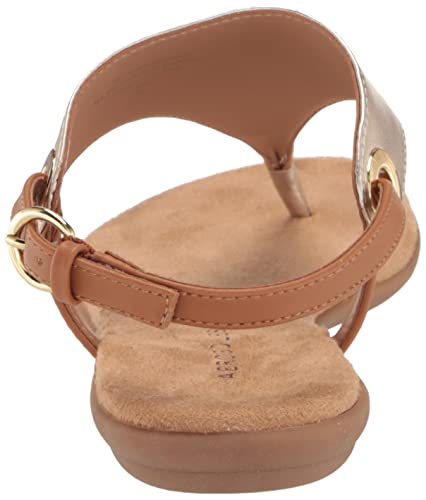 Aerosoles Womens In Conchlusion Flat Sandal Gold Metallic 8.5 Wide #TOP2