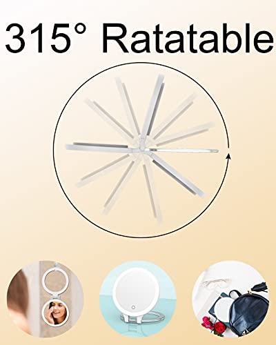 THREE SHEEP Magnifying Mirror 10X/1X,Double Sided Tabletop Mirror,Cosmetic Mirror with Adjustable Folding Handle,Makeup Mirror for Travel,Tweezing, Blackhead and Comedone Removal-3 Colors Light