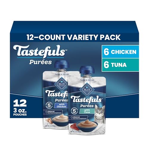 Blue Buffalo Tastefuls Pures Variety Pack Wet Cat Food Complement (Chicken & Tuna) Made with Natural Ingredients for All Life Stages 3-oz. Resealable Pouches (12 Count)