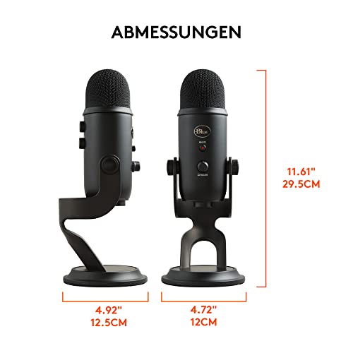 Blue Microphones Yeti Professionelles USB-Mikrofon für Aufnahmen, Streaming, Podcasting, Broadcasting, Gaming, Voiceover und mehr, Plug 'n Play auf PC und Mac - Schwarz
