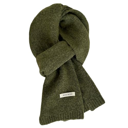 Generisch Schal Damen Herren Winterschal Einfarbiger Wollschal Strickschal Weiche Warm Kaschmir Schal Vielseitiger Winter Gestrickter Halsschal, 160 x 20 cm (Grün)