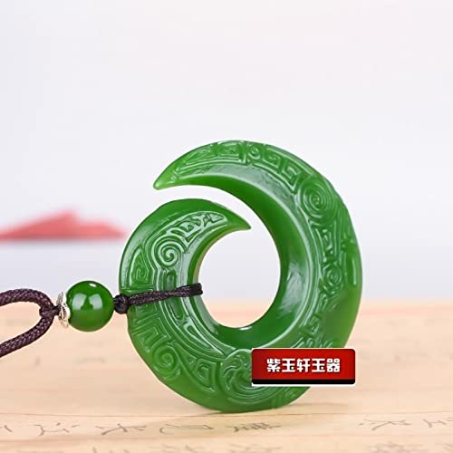 Pendentif Collier Jade Vert Noir Dragon Phénix - Bijou Chance Et Élégance Chinoise Naturel