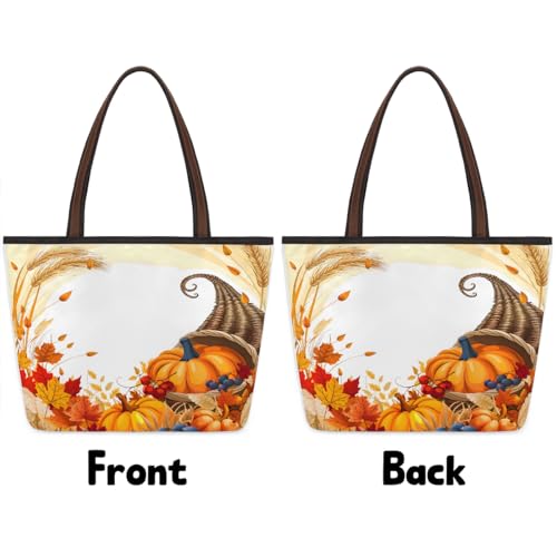 Large Tote Bag for Women Thanksgiving Decor Fall Weekender Bags Waterproof Hand Bag with Zipper and Handle Reusable Grocery Bags Casual Beach Tote Purse for Work Travel Vacation Shopping Gym3