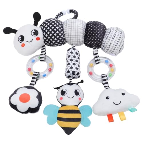 Aramox Jouet Suspendu en Peluche Douce Naturelle avec Carillons éoliens pour Poussette de bébé, Options de Suspension Polyvalentes Incluses