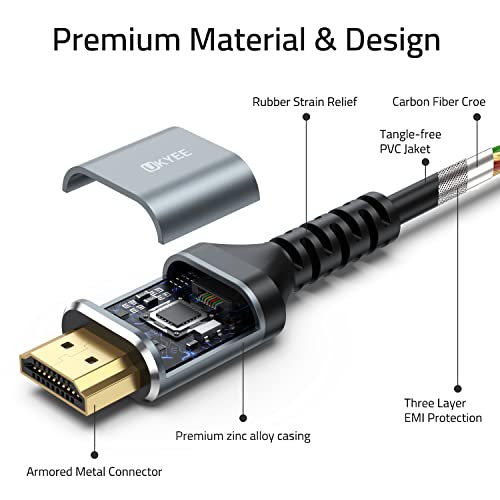 UKYEE 4K Displayport to HDMI Cable 5ft,Display Port to HDMI Cord 5 feet Converter for PCs to HDTV, Monitor, Projector- Grey