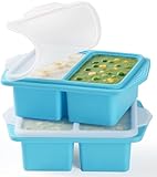 FURNSII Silikon Gefrierform mit Deckel BPA Frei, 250ML Gefriertablett Mealprep Suppe Einfrieren Behälter, 2 Stück Gefrierformen Super Cube Gefrierschrank Große Eiswürfelform