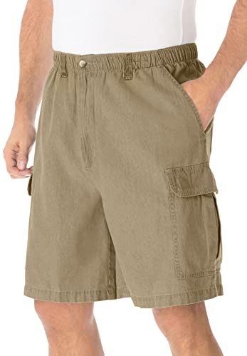 KingSize Knockarounds 8" Full-Elastic Cargo Shorts Khaki