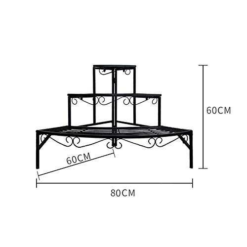 Support de fleurs d'angle pour balcon et salon avec étagère 3 niveaux