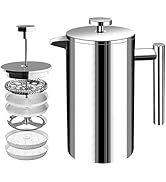 Utopia Kitchen - 304 Grade Stainless Steel French Press Coffee Maker 34oz (1 Litre) with 4 Level ...