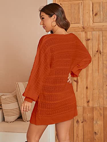 Miessial Women's Loose Oversized Cable Knit Sweater Mini Dress Casual Crewneck Long Sleeve Pullover Sweater Dress4