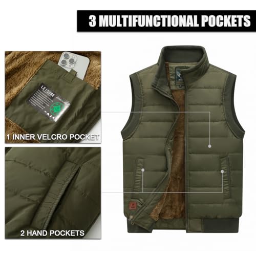 Image of Msmsse Men's Outerwear Vests Winter Quilted Padded Vest Gilet Stand Collar Warm Puffer Vest