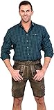 Almwerk Herren Trachten Lederhose kurz Modell Ludwig mit Gürtel in braun, Hellbraun und Dunkelbraun, Größe Herren:60, Farbe:Dunkelbraun