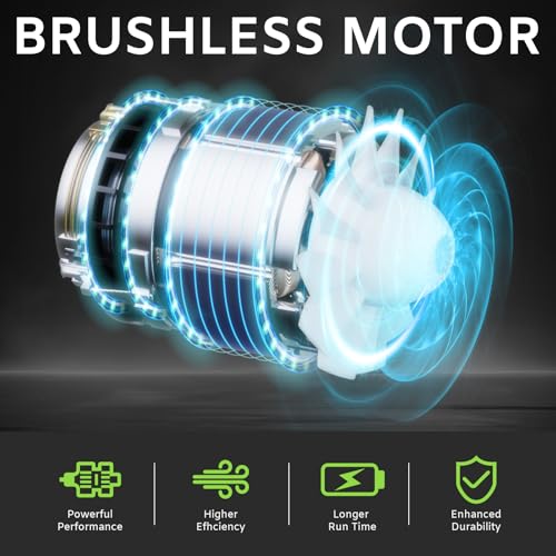 Image of Cordless Leaf Blower Brushless Motor 580CFM 160MPH Electric Blower with 2x4.0Ah Batteries & Charger, Powerful Handheld Leaf Blower for Lawn Care, Patio, Yard Cleanup Blowing Dust, Leaves