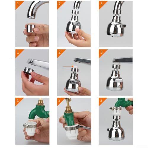 Stainless Steel Kitchen Faucet Aerator Tap Head Extender, 360 Degree Rotating Anti-Splash Design, For Fit for Most Kitchen Taps with 14-23 mm Connector,(7.5cm + Adapter) - Image 3