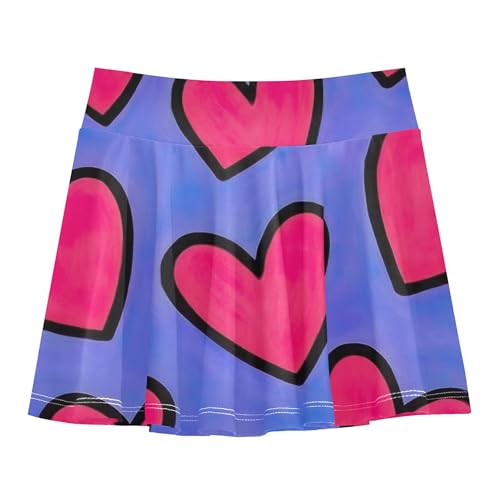 Girls' Shorts Athletic Skorts Cute Pink Hearts Purple Toddlers Tennis Skirts Preppy Flowy Skirt 3t