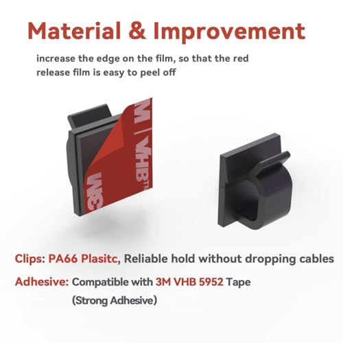 Image of 40Pack Adhesive Cable Clips, Wire Holders for Desk Wall Car, Black