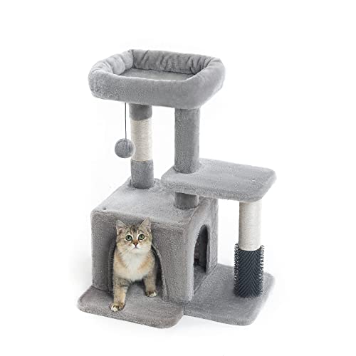 Pesofer Cat Tree, Small Cat Condo With Sisal Scratching Post And Massage Post Light Gray #TOP2