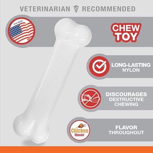Nylabone 982903 Dura Power Chew, knochenförmig, Doppelpack mit Speck- und Hähnchengeschmack, für mittelgroße Hunde (bis 16 kg), M