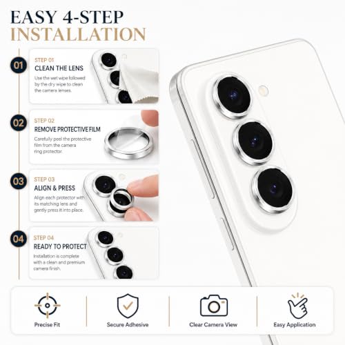 Image of ArmourPro Camera Lens Protector for Samsung Galaxy Z Fold 8 Ultra with Auto Alignment Installation Frame, AR+AF Coated Tempered Glass Camera Rings, Anti-Scratch, Case Friendly | Silver