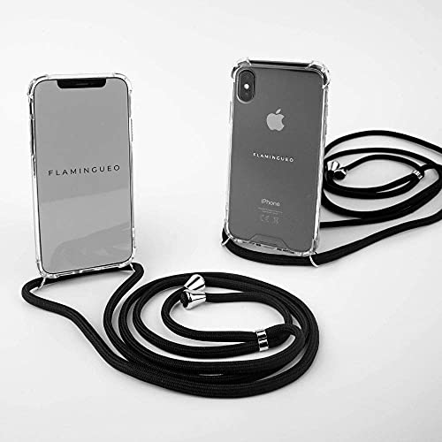Flamingueo Étui pour téléphone portable avec cordon de serrage, collier pour téléphone portable, étui transparent, étui pour téléphone portable à accrocher au cou, pendentif pour téléphone portable Cover