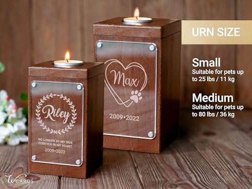 Image of Personalized Pet Memorial - Dog Memory Box Keepsake with Photo, Cat Cremation Urn for Ashes Candle (Medium, Text Engraving)