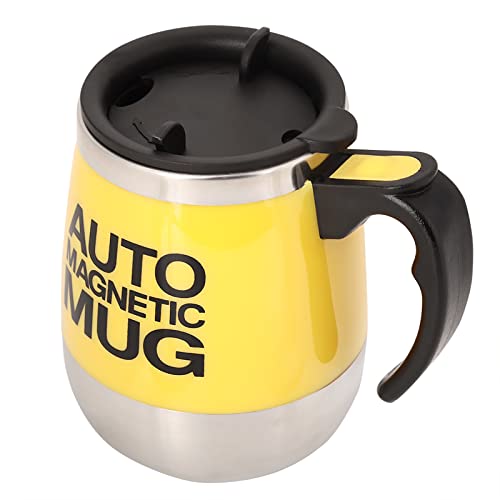 NDNCZDHC 400ml Coffee Stirring Mug with Lid Stainless Steel Self Stirring Coffee Mug Electric Mixing Mug Stirring Cup(yellow)