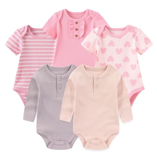 Ruliby Newborn Baby Bodysuit Ruffle One-piece Outfit Infant Girl Clothes 3-6 Months