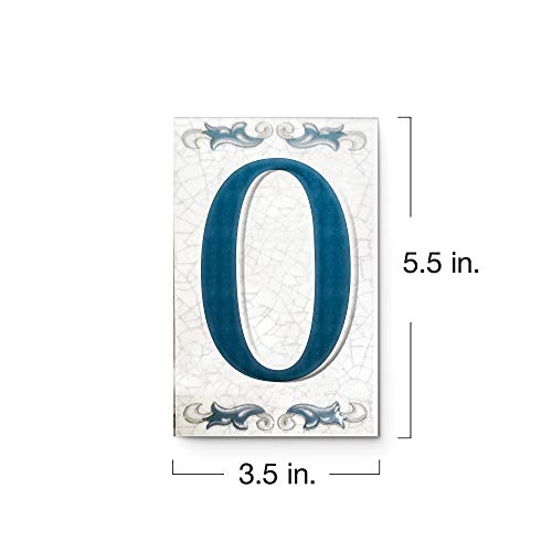 Kantu 2113022 Aragon Ceramic Tile Address Number, 5.5 In. L X 3.5 In. W X 0.25 In. H, Blue #TOP3