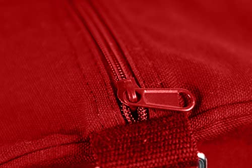 Tag&Crew Lightweight Solid Round Duffle Multifunctional Foldable Canvas Carry-On Gym Bag With Adjustable & Detachable Shoulder Strap Metal Accessories - Red #TOP5