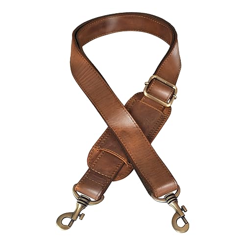 Ceinture interchangeable en cuir Cognac brillant pour sac à main et sac à bandoulière vintage