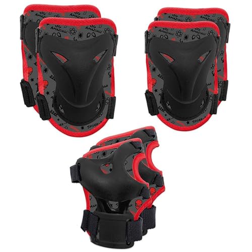 sarcia.eu MARVEL Spider-Man PROTECTIONS enfants pour rollers, vélos, trottinettes - SET genoux, coudes, poignets (B)
