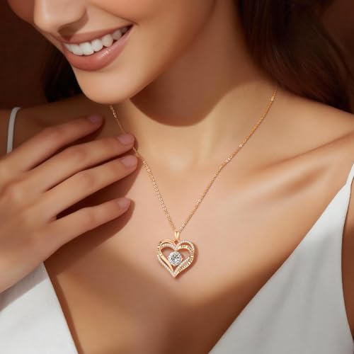 Image of CDE S925 Birthstone Heart Pendant Necklaces Jewelry Gifts for Wife