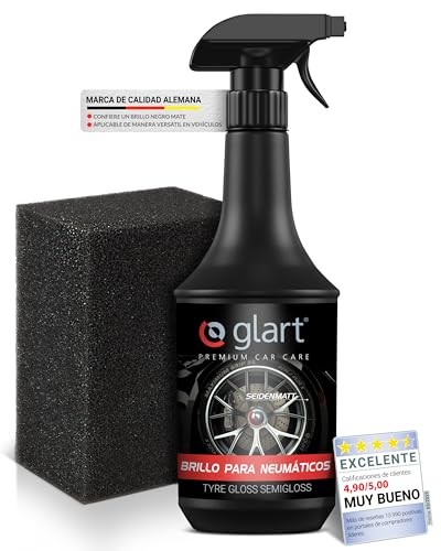 Glart 451RK Spray de brillo para neumáticos 1000 ml con esponja - acabado satinado - cuidado de neumáticos con protección UV - refresca el negro - para coche, caravana, moto - para goma y plástico