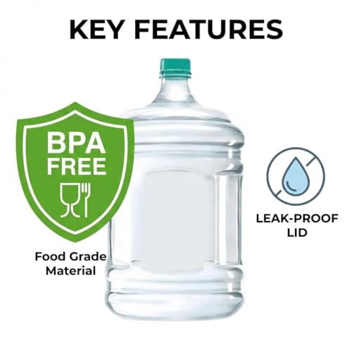 Image of Plastic Water Dispenser Bottle, 20L, White, BPA Free, Large Container without Thread Cap