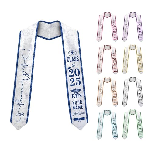 MonkeyVan Personalized Graduation Stole for Nursing Student, Nursing Stole Graduation 2025, RN Nursing Sash Grad Gifts S306