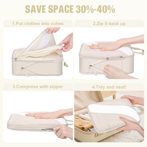 8 Set Compression Packing Cubes Travel, Expandable Travel Cubes for Carry on Luggage, Suitcase Organizer Compression Bags for Travel Essentials2