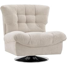 MCombo Swivel Accent Chair, Modern Tufted Upholstered Armless Chairs, Wide Seat Single Sofa Chair for Living Room Bedroom Nursery Room LW753 Cream White