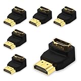 VCE HDMI 90 Degree Adapter 6-Pack, Right Angle HDMI Adapter Male to Female L-Shape Connector with 4K@60Hz, 3D for TV Stick, HDTV, PC